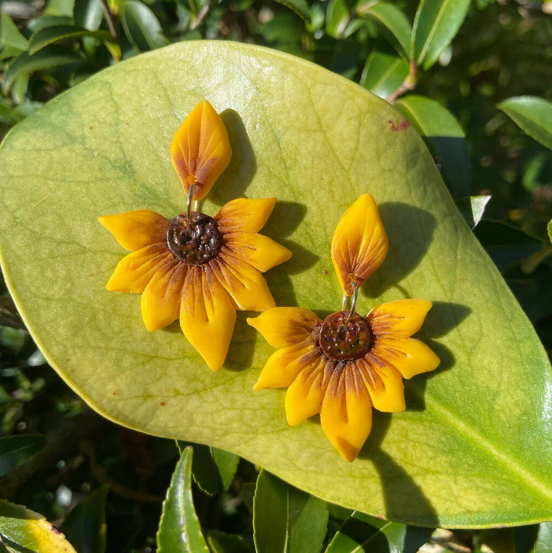Sunflower Yellow Polymer Clay Earrings