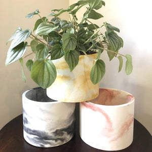 Concrete plant pot - marbled