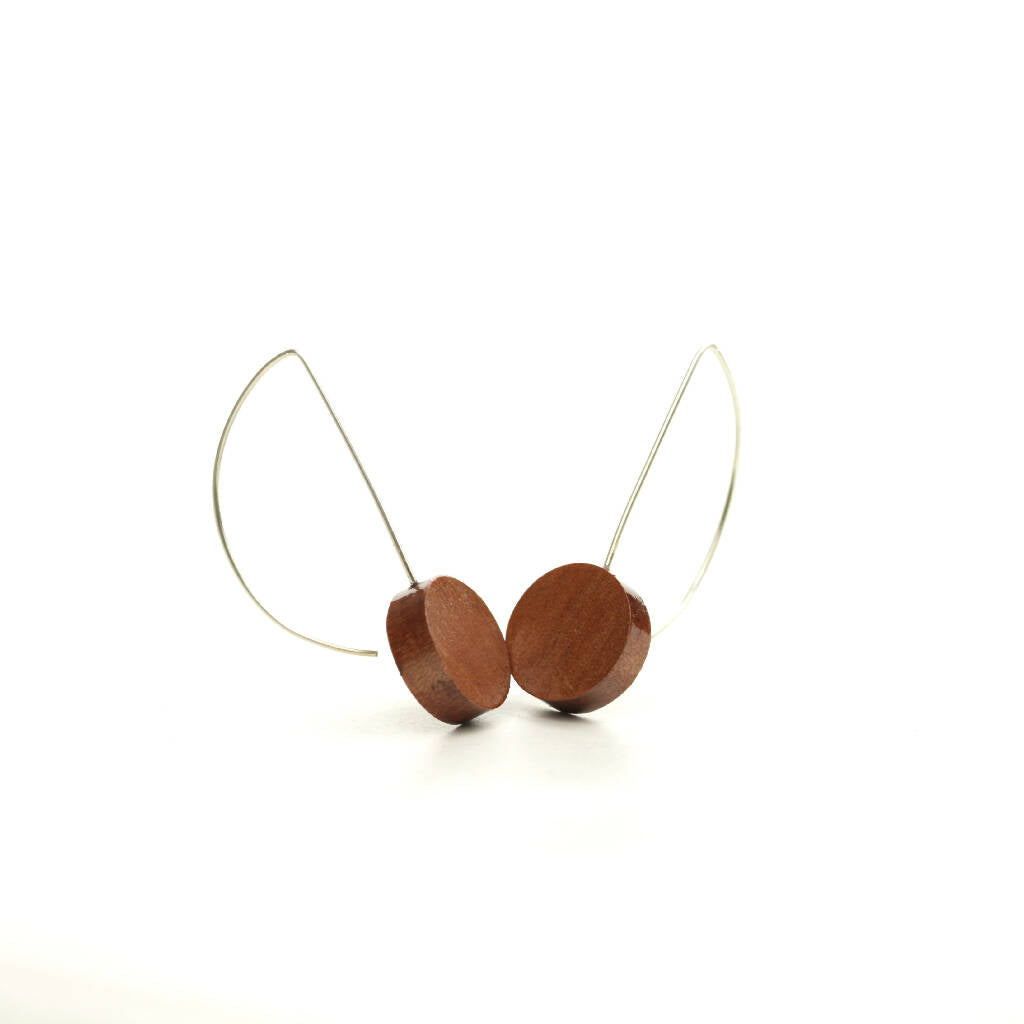 Handmade Myrtle beech and silver dangle earrings- Tasmanian native wood drops with sterling ear hooks