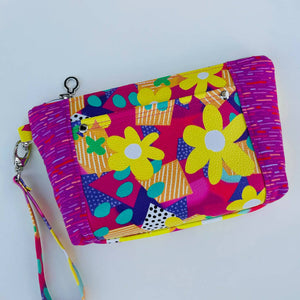Norfolk Pouch - Daisy Dazzler with pink