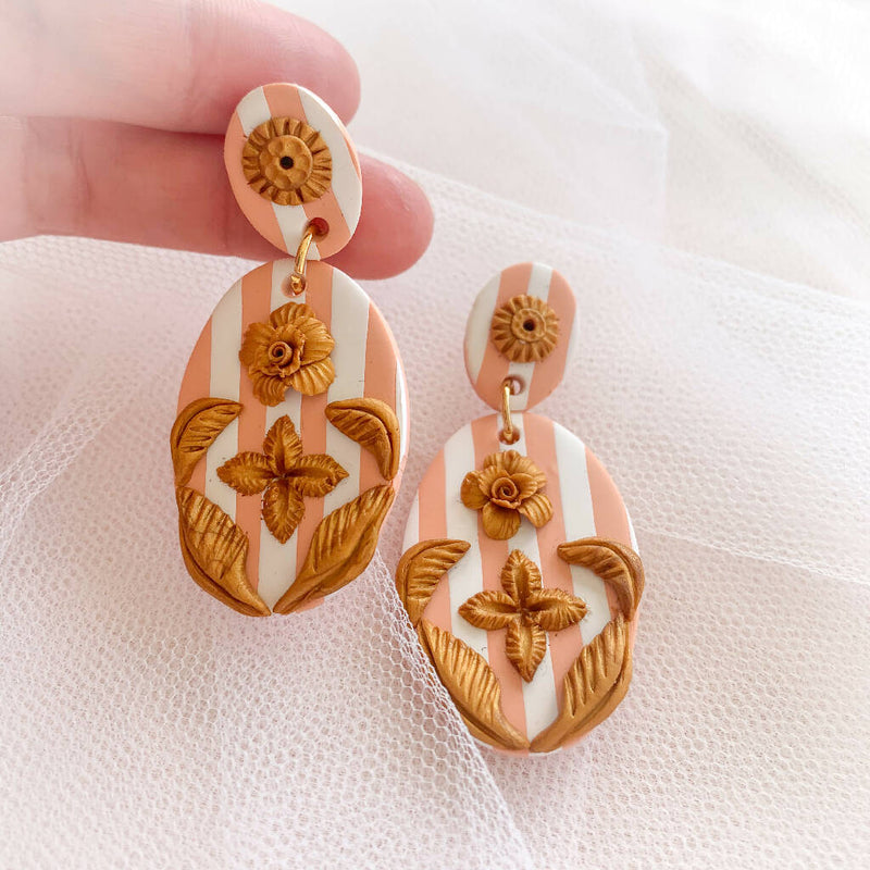 Striped French Scroll Earrings