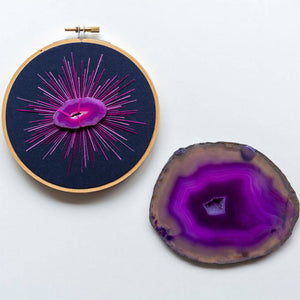 Pink Agate Burst Artwork And Crystal Set