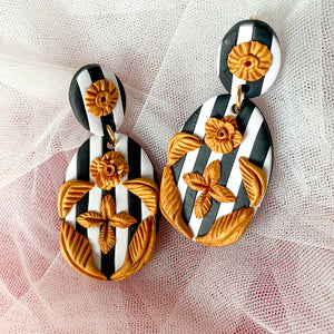 Striped French Scroll Earrings