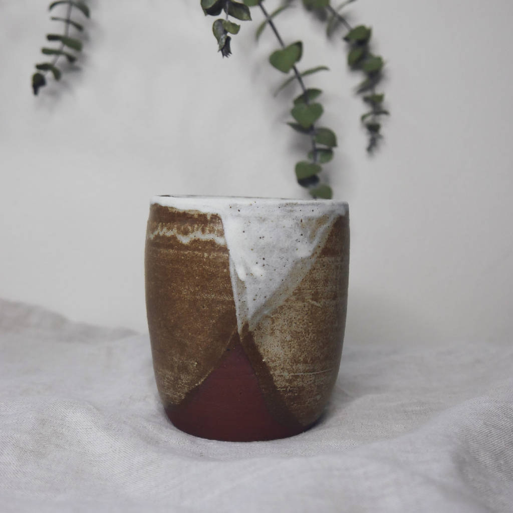 Dimple Cup In Dark Red Stoneware
