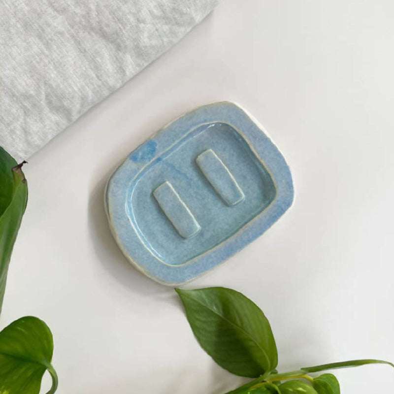 Handmade Ceramic Soap Dish In Blue