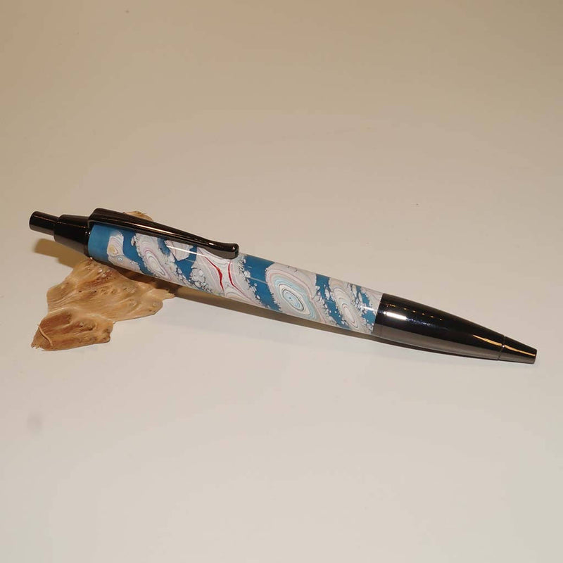 Devin Click Pen - Dragonscale Fordite & Sky Blue Metallic
