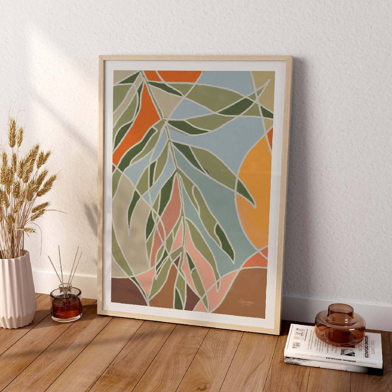 Palm Leaf Plant Abstract Modern Prints Framed