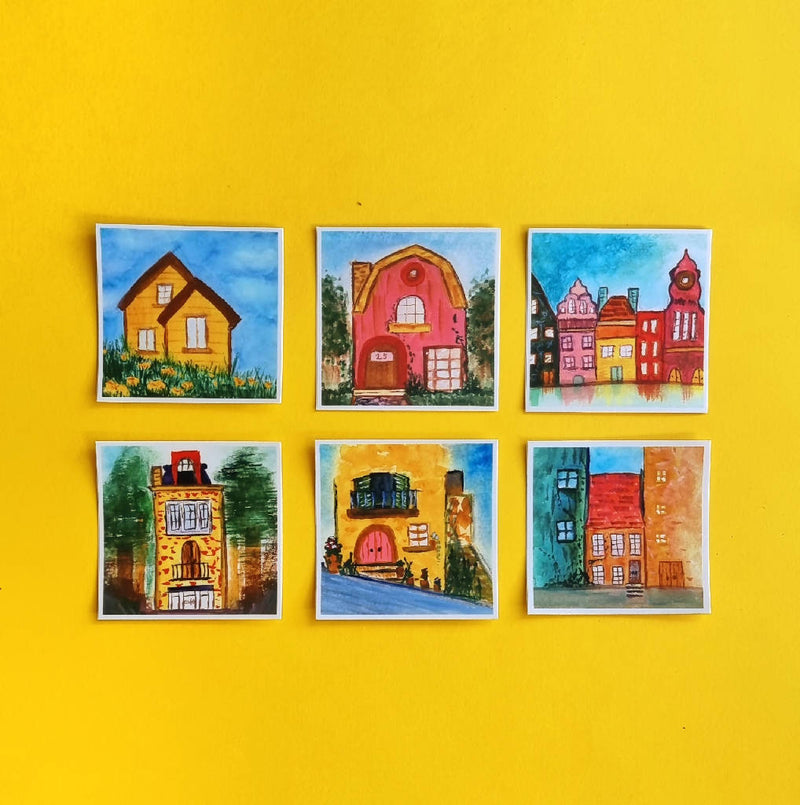 Mini Houses Vinyl Sticker Pack of 6