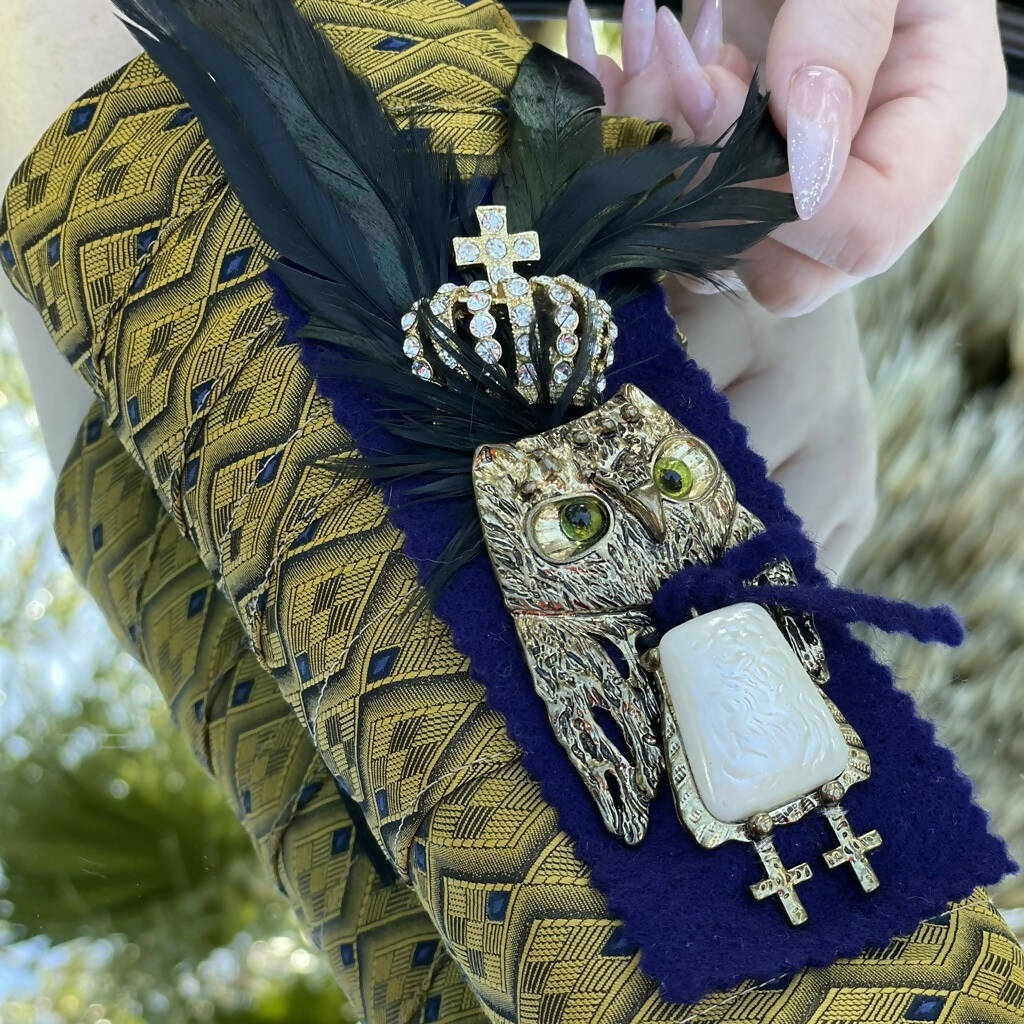 MY LITTLE OWL KING / RECYCLED VINTAGE CUFF
