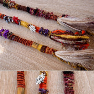 Sari Silk & Emu Feather Clip-in Hair Wrap SET OF 3