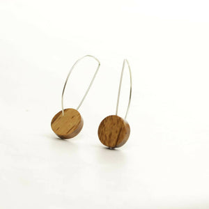 Handmade Native Olive circle and silver dangle earrings- Tasmanian native wood drops with sterling ear hooks