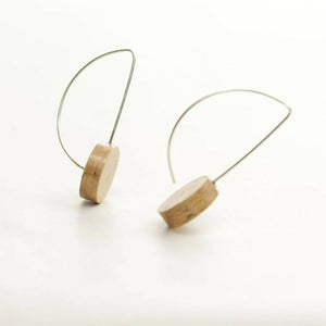Handmade Tas oak and silver dangle earrings- Tasmanian native wood drops with sterling ear hooks