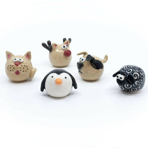 Set of 5 Pottery Critters, Small Animal Figurines