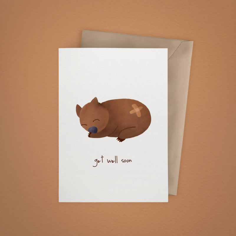 Australian Animals – Wombat Get Well Soon Greeting Card
