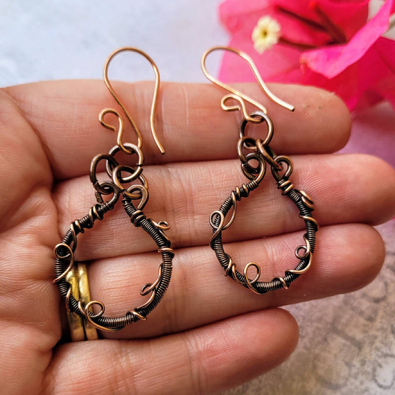 Antique Copper Coiled Earrings