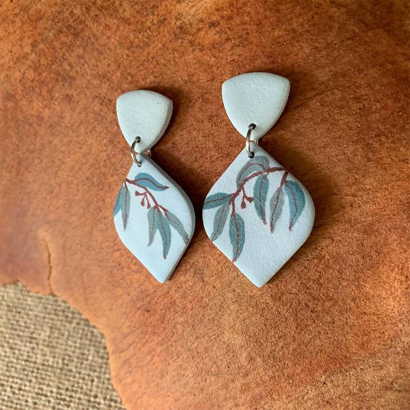 Eucalyptus. Australian native flora. Handmade polymer clay earrings. Inspired by nature.