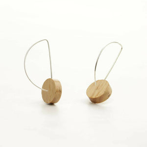 Handmade Tas oak and silver dangle earrings- Tasmanian native wood drops with sterling ear hooks