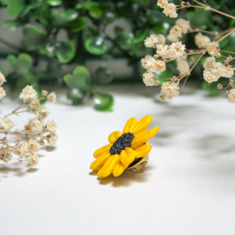 Handmade Polymer Clay Sunflower Pin