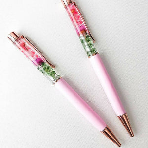 Luxury Stationery Rose Gold Preserved Flower Pen