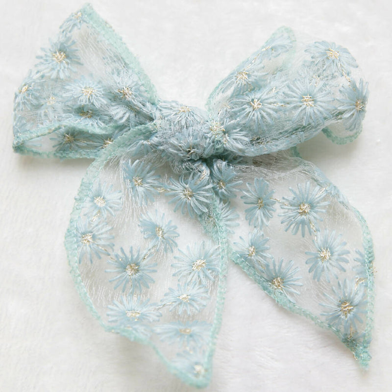 Oversize Embroidery Floral Toddler Bow Hair Clip