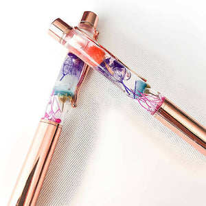 Luxury Stationery Rose Gold Preserved Flower Pen