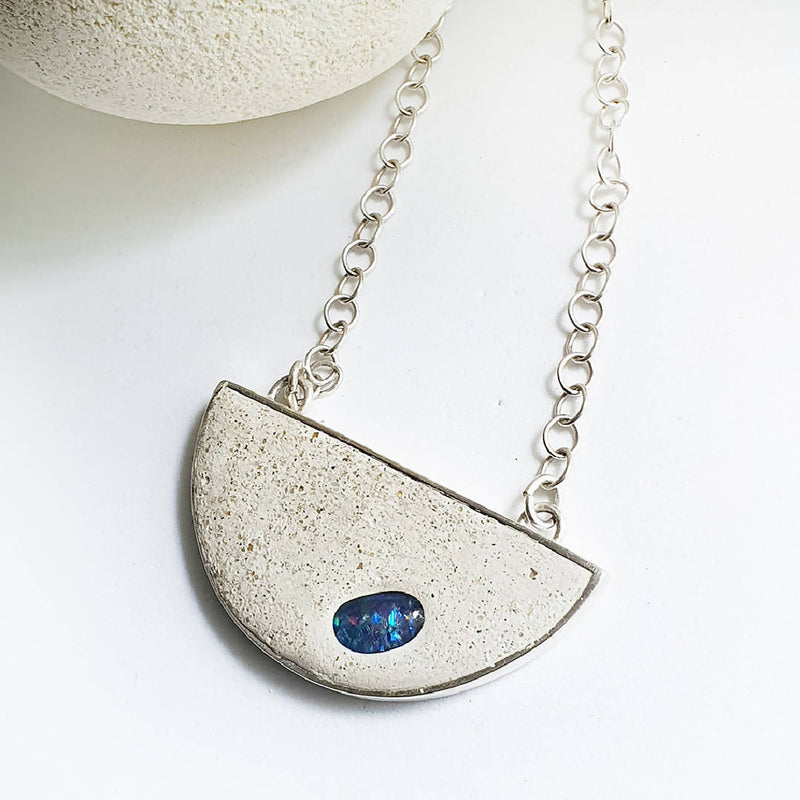 Sterling silver and concrete pendant