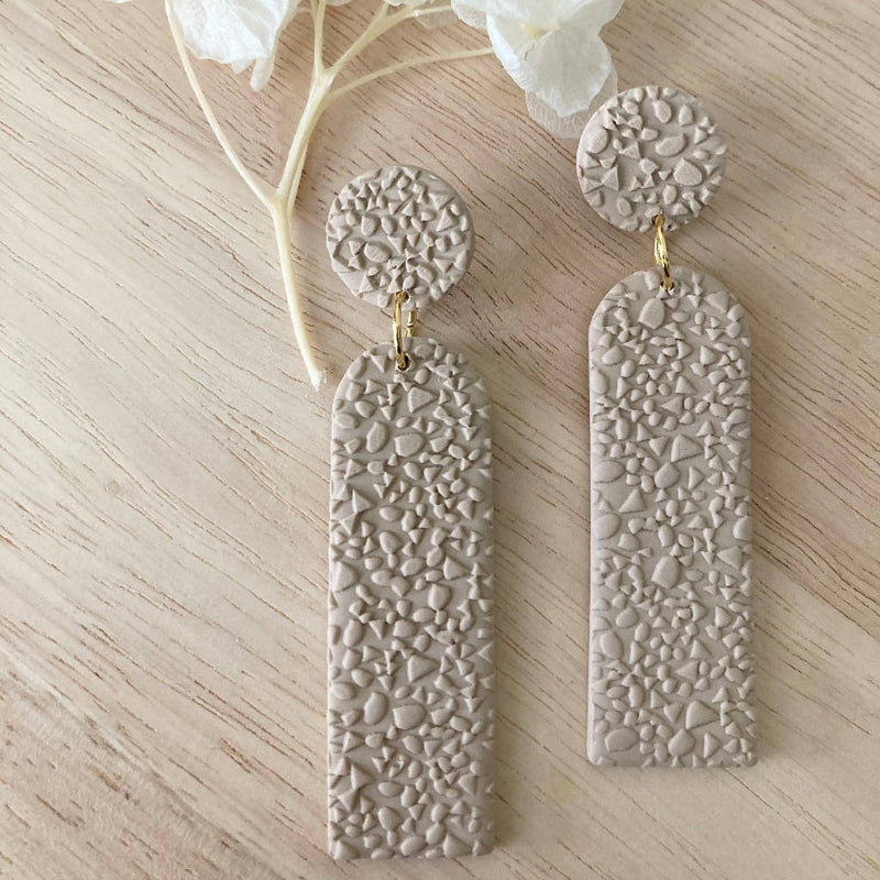 Neutral Terrazzo Textured Dangles