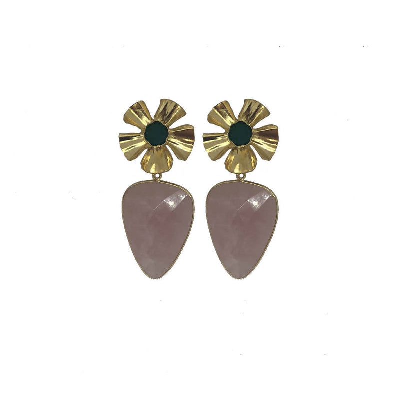 Green Onyx & Rose Quartz Earrings