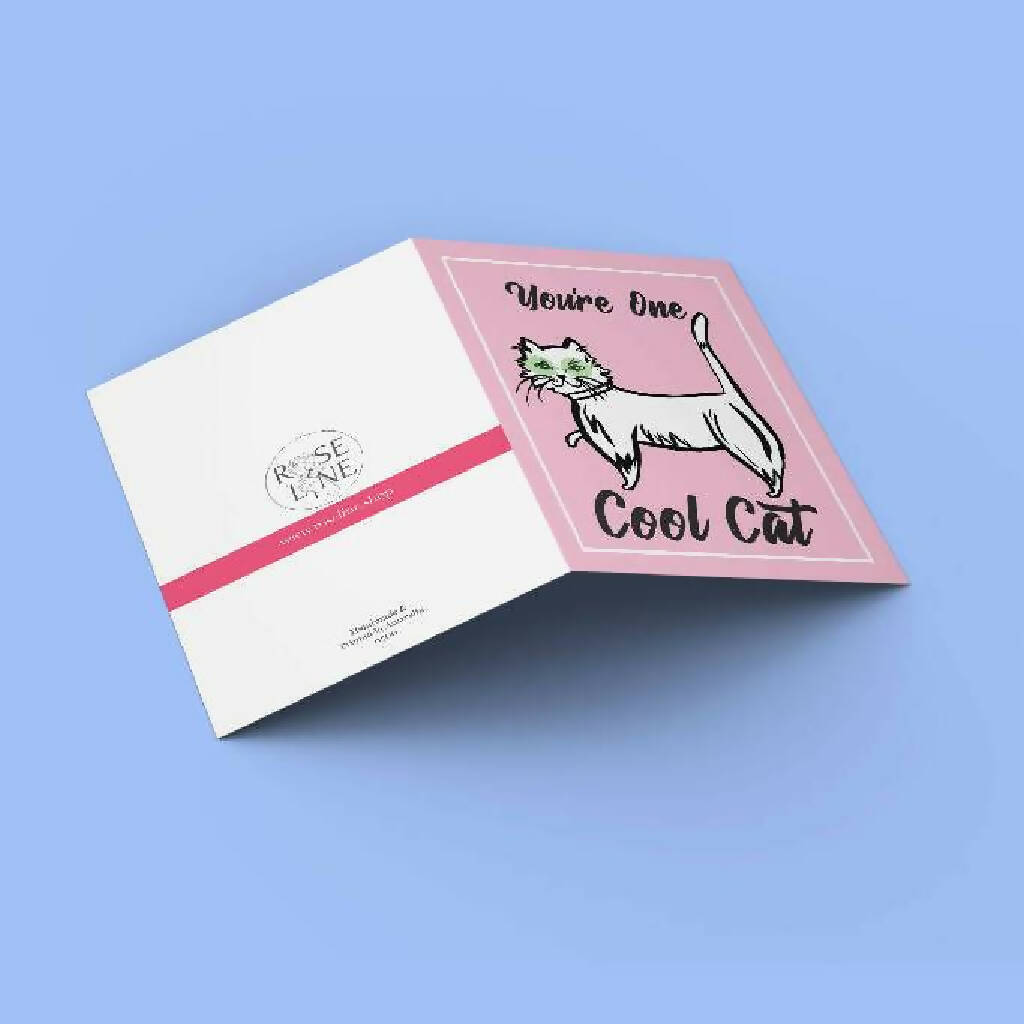 Cool Cat Handmade Greeting Card by Rose Line