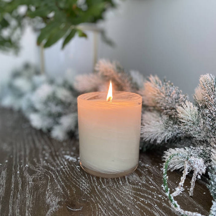 Christmas Candle In White Swirl