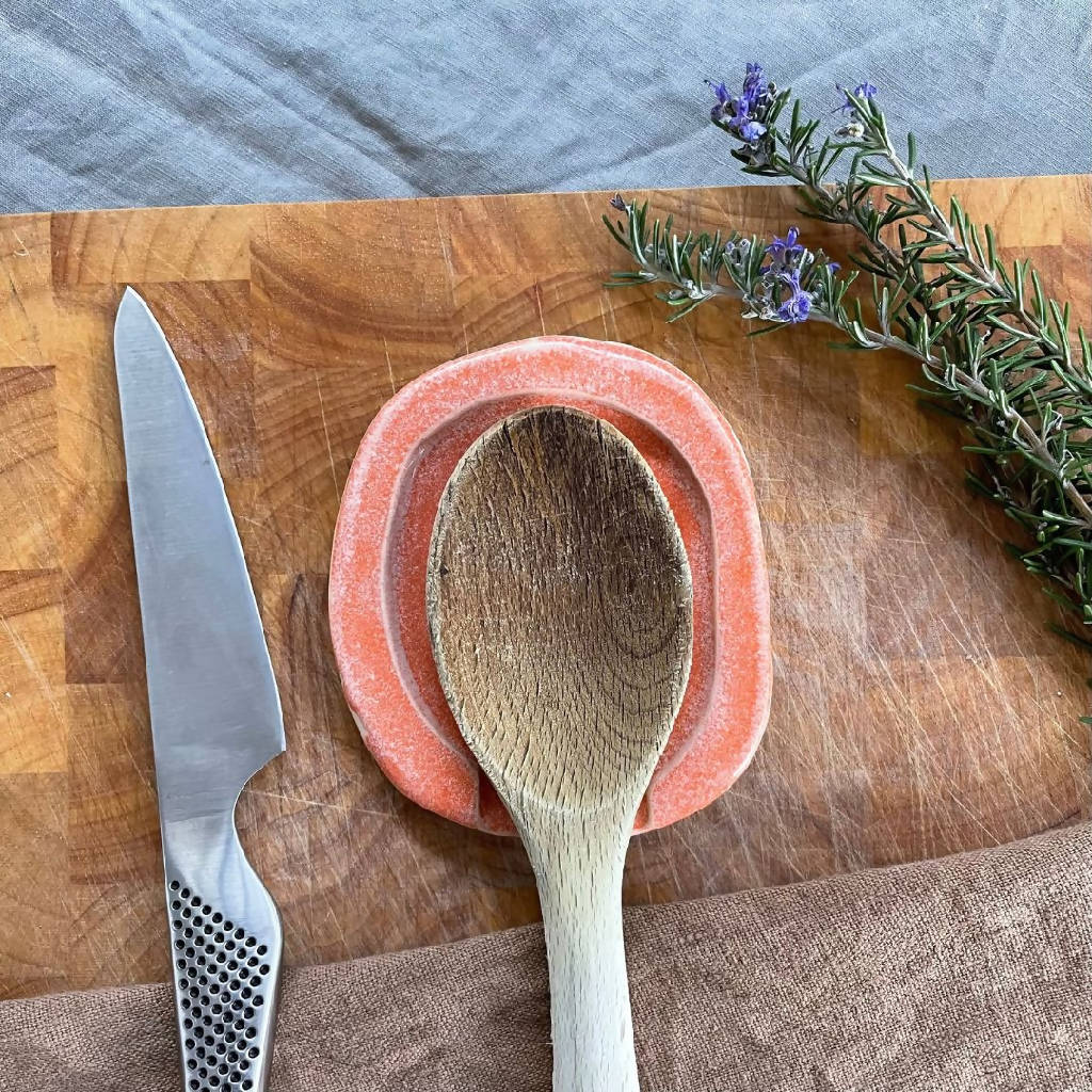 Handmade Ceramic Spoon Rest In Orange