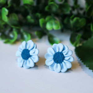 Handmade Blue Daisy Studs