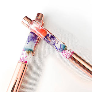 Luxury Stationery Rose Gold Preserved Flower Pen