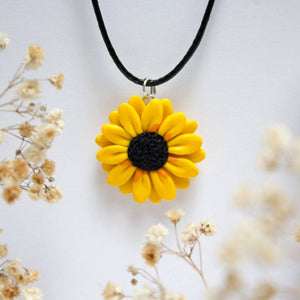 Handmade Sunflower Pendant, 2 Sizes, Polymer Clay Necklace, Bridesmaids Gift, Made in Australia