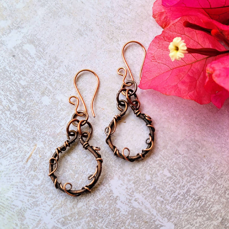 Antique Copper Coiled Earrings
