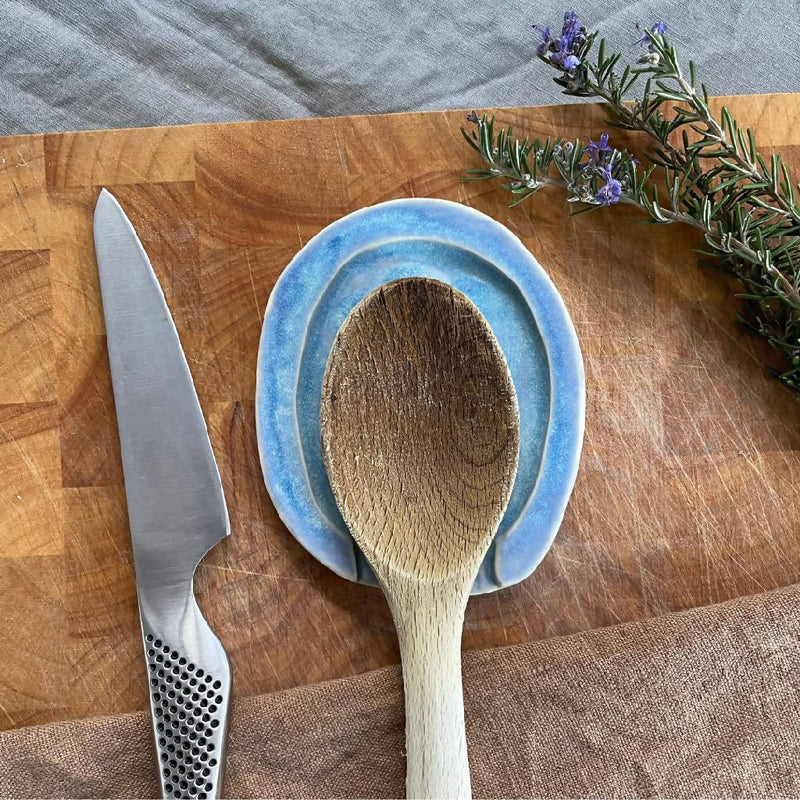 Handmade Ceramic Spoon Rest In Blue