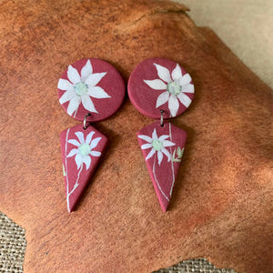 Flannel Flower. Australian native flowers. Polymer clay botanical earrings. Inspired by nature.