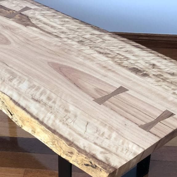 Wooden Live Edge Timber Table with Steel Legs and Blackbutt Timber