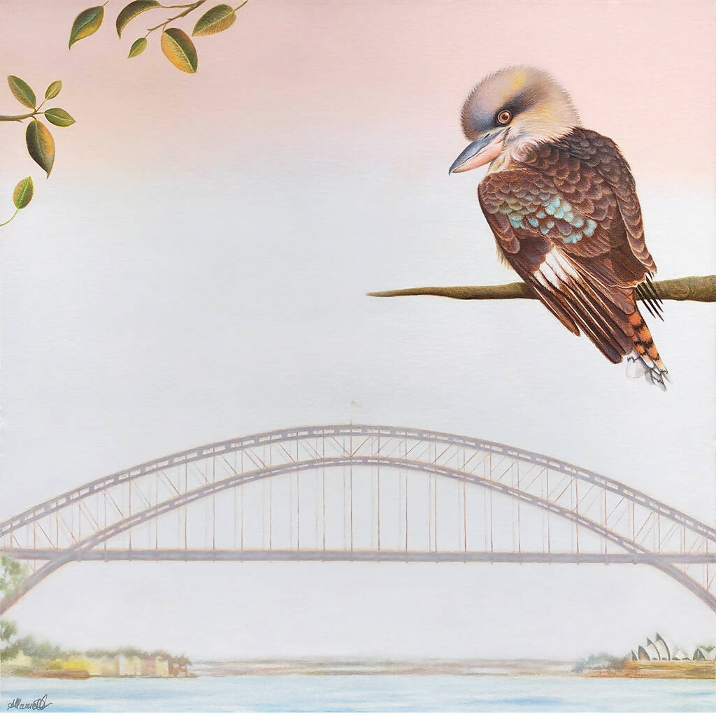 Painting Cheeky Kookaburra by the Bridge
