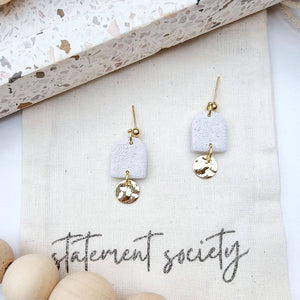 Neutral Staple Earring With Gold Charm