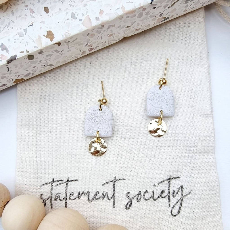 Neutral Staple Earring With Gold Charm