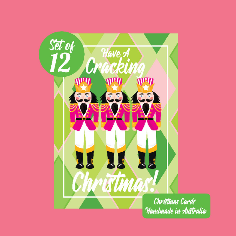 Nutcracker Christmas Pack of 12 Greeting Cards Handmade By Rose Line