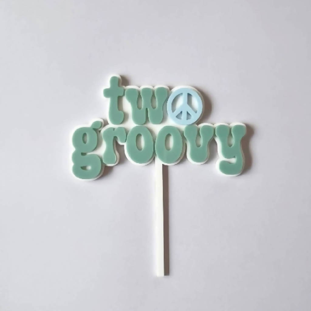 Two Groovy Peace Sign Cake Topper