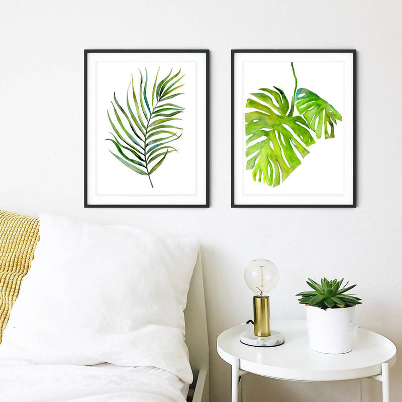 Green Leaf Watercolour Print Of A Kentia Palm