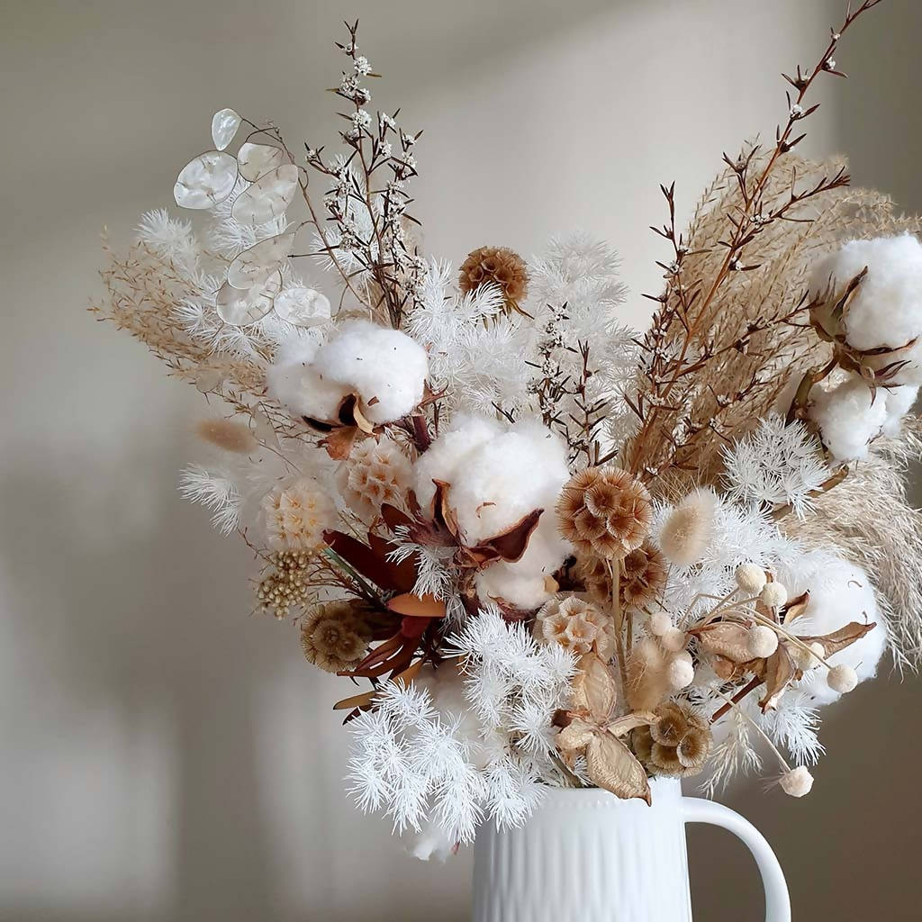 Cotton dried flower arrangement - Melbourne delivery only