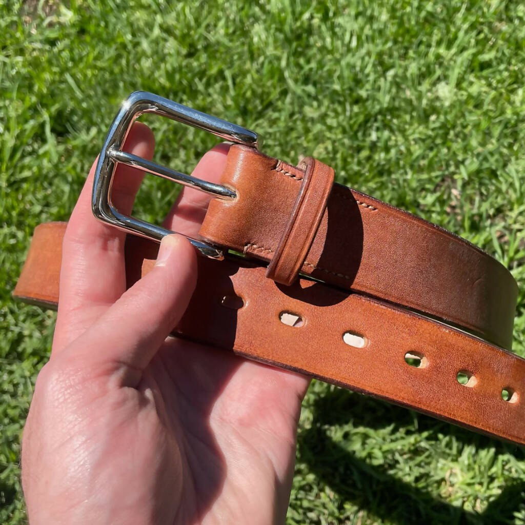 Buy 32mm Full Grain Braided Brown Leather Belt Online in Australia