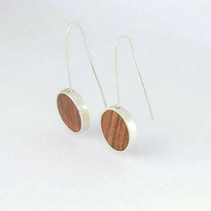 Sterling silver threader drop earring with Tasmanian Native wood inlay