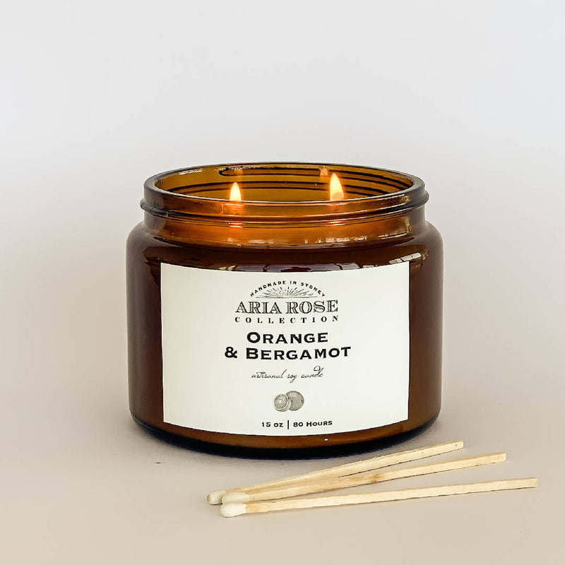 Orange & Bergamot Luxury Scented Soy Candle - 15 oz