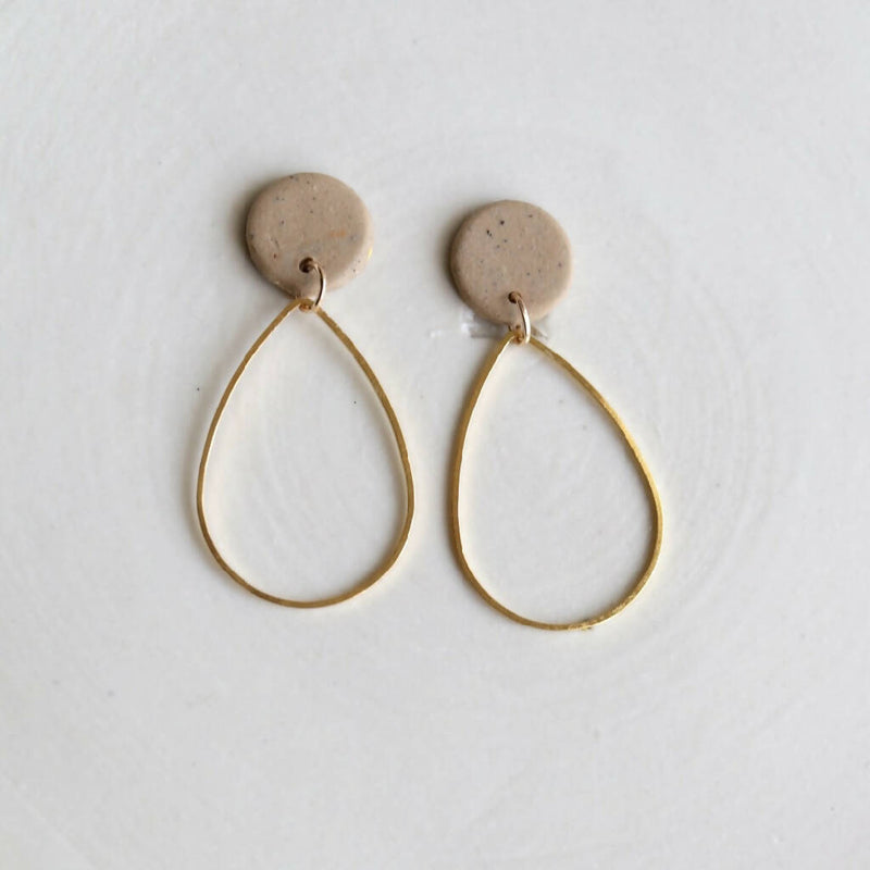 Stoneware Brass Raindrop Earrings