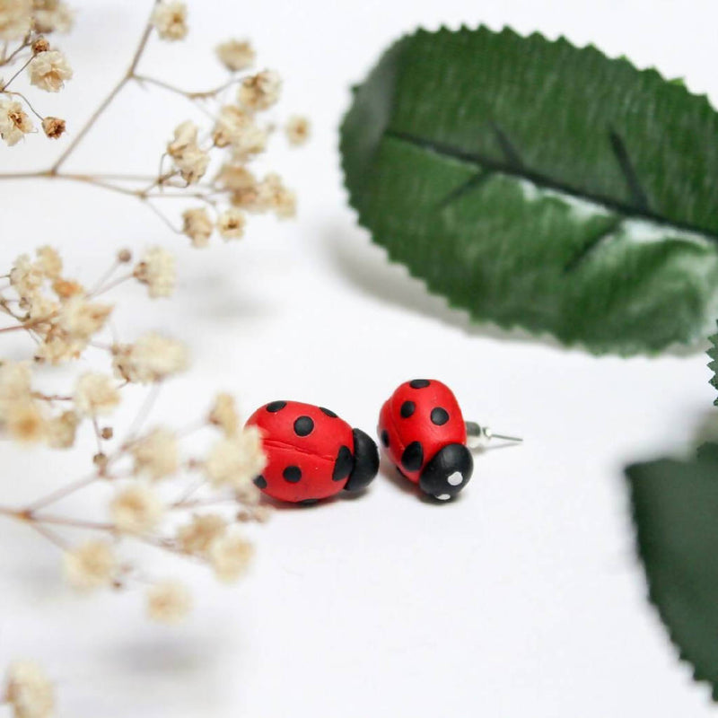 Handmade Ladybug stud earrings, 2 sizes, polymer clay, Made in Australia